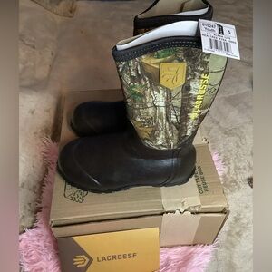 New Kids Lacrosse Lil Alpha Lite Forest Camo Waterproof Boots Size 5